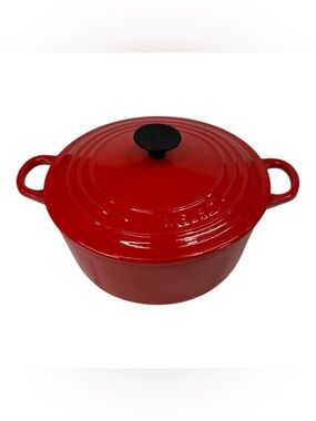 Le Creuset 3.5 Qt #22 Enameled Red Cast Iron Dutch Oven Pot w/ Lid France